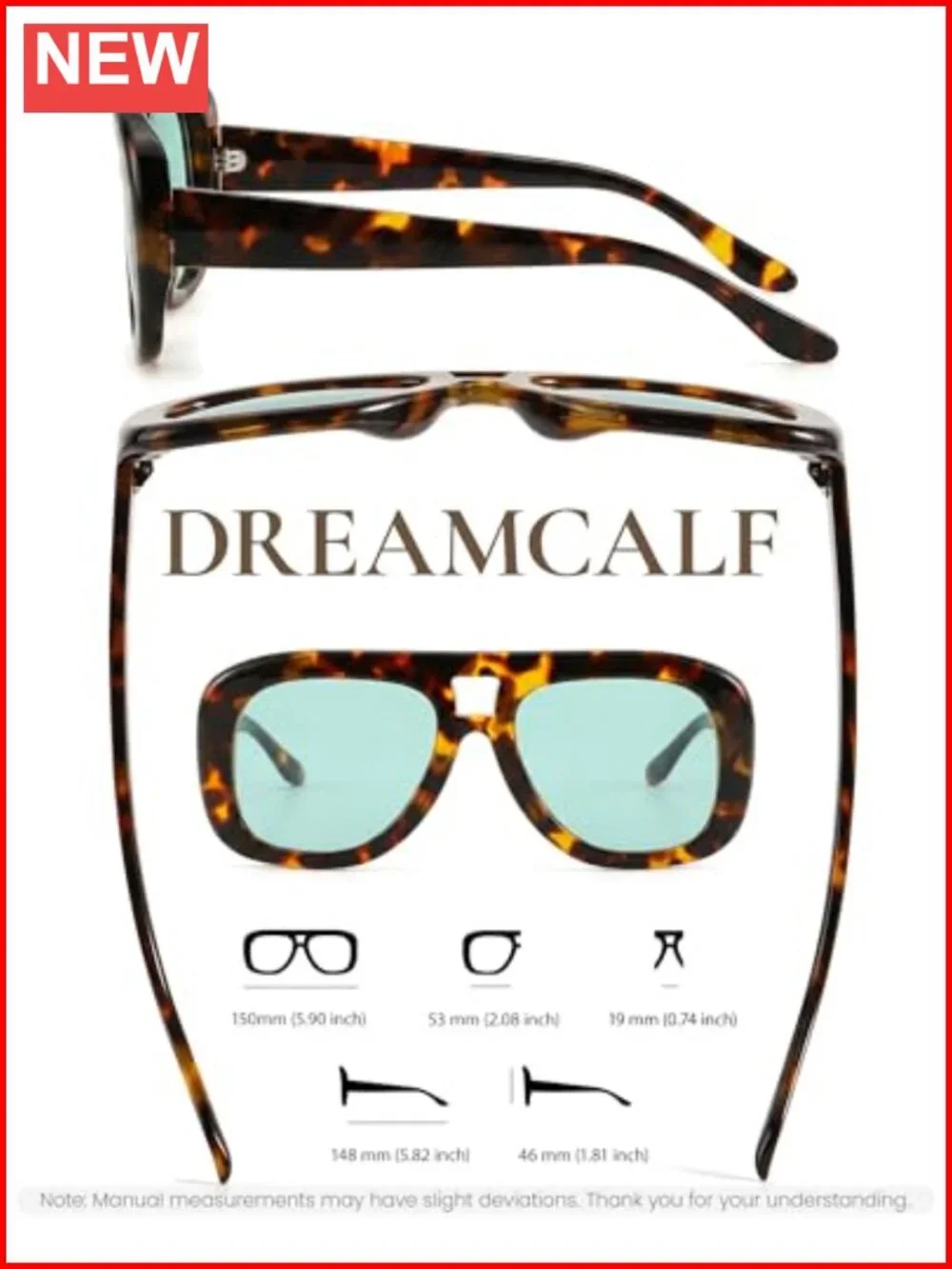 Oversized Retro Aviator Sunglasses with UV400 Protection